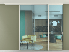 Перегородка Формато вдоль стены на потолок 3 створки с синхронным механизмом