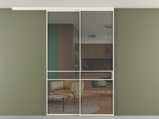 Перегородка Формато вдоль стены на потолок 2 створки с синхронным механизмом