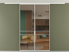 Перегородка Формато вдоль стены на потолок 2 створки