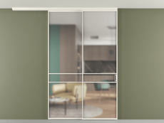 Перегородка Формато вдоль стены на потолок 2 створки с синхронным механизмом