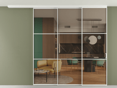 Перегородка Формато вдоль стены на потолок 3 створки с синхронным механизмом