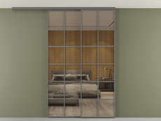 Перегородка Формато вдоль стены на потолок 2 створки с синхронным механизмом