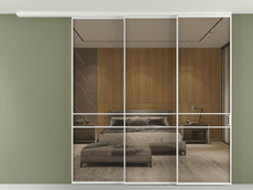 Перегородка Формато вдоль стены на потолок 3 створки с синхронным механизмом