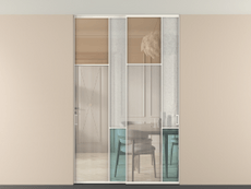 Перегородка Mosaic внутри проёма двустворчатая со скрытым креплением в потолок