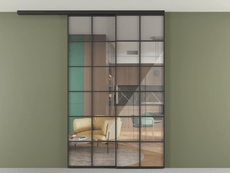 Перегородка Формато вдоль стены на потолок 2 створки с синхронным механизмом