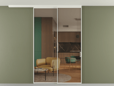 Перегородка Формато вдоль стены на потолок 2 створки с синхронным механизмом