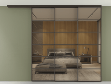 Перегородка Формато вдоль стены на потолок 3 створки с синхронным механизмом