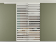 Перегородка Формато вдоль стены на потолок 2 створки с синхронным механизмом