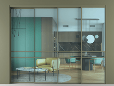 Перегородка Formato внутри проёма 4 створки с синхронным механизмом