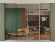 Перегородка Формато внутри проёма скрытое крепление в потолок 4 створки