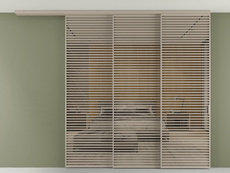 Перегородка Формато вдоль стены на потолок 3 створки с синхронным механизмом