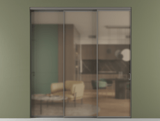 Перегородка Formato внутри проёма 3 створки с синхронным механизмом