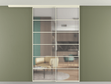 Перегородка Формато вдоль стены на потолок 2 створки с синхронным механизмом