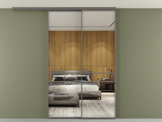 Перегородка Формато вдоль стены на потолок 2 створки с синхронным механизмом