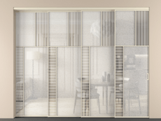 Перегородка Мозаик внутри проёма 4 створки с синхронным механизмом