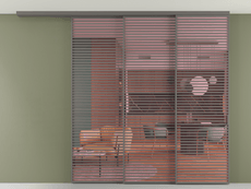 Перегородка Формато вдоль стены на потолок 3 створки с синхронным механизмом