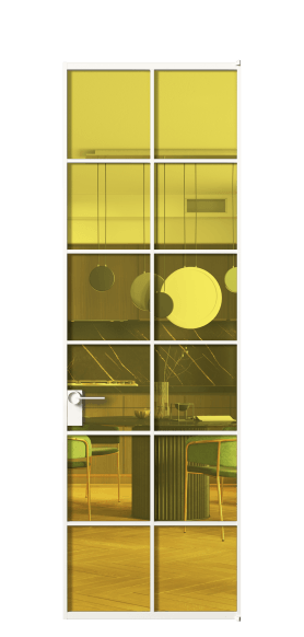 Дверь межкомнатная АЛПЛ040.05 ПРОЗ ЖЕЛ БЕЛ. Цвет Алюминий Белый. Материал Алюминий. Коллекция Formato. Картинка.