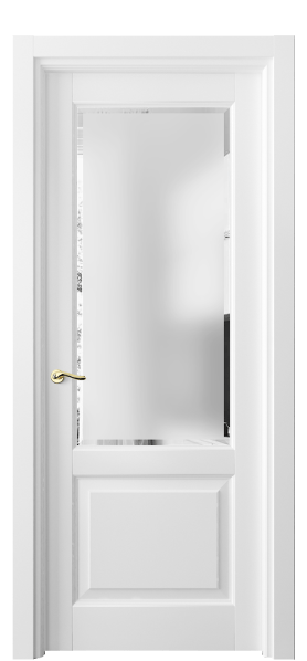 Дверь межкомнатная 0740 ББЛ Сатинированное стекло с фацетом. Цвет Бук белоснежный. Материал Массив бука эмаль. Коллекция Lignum. Картинка.