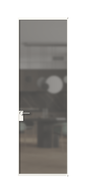 Дверь межкомнатная АЛПЛ040.01 Серый сатин триплекс БЕЛ. Цвет Алюминий Белый. Материал Алюминий. Коллекция Formato. Картинка.