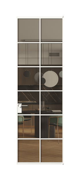 Дверь межкомнатная АЛПЛ040.05 Бронза триплекс БЕЛ. Цвет Алюминий Белый. Материал Алюминий. Коллекция Formato. Картинка.