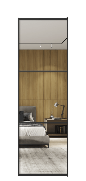 Дверь межкомнатная АЛПЛ040.03 Зеркало триплекс ЧЕР. Цвет Алюминий Черный. Материал Алюминий. Коллекция Formato. Картинка.